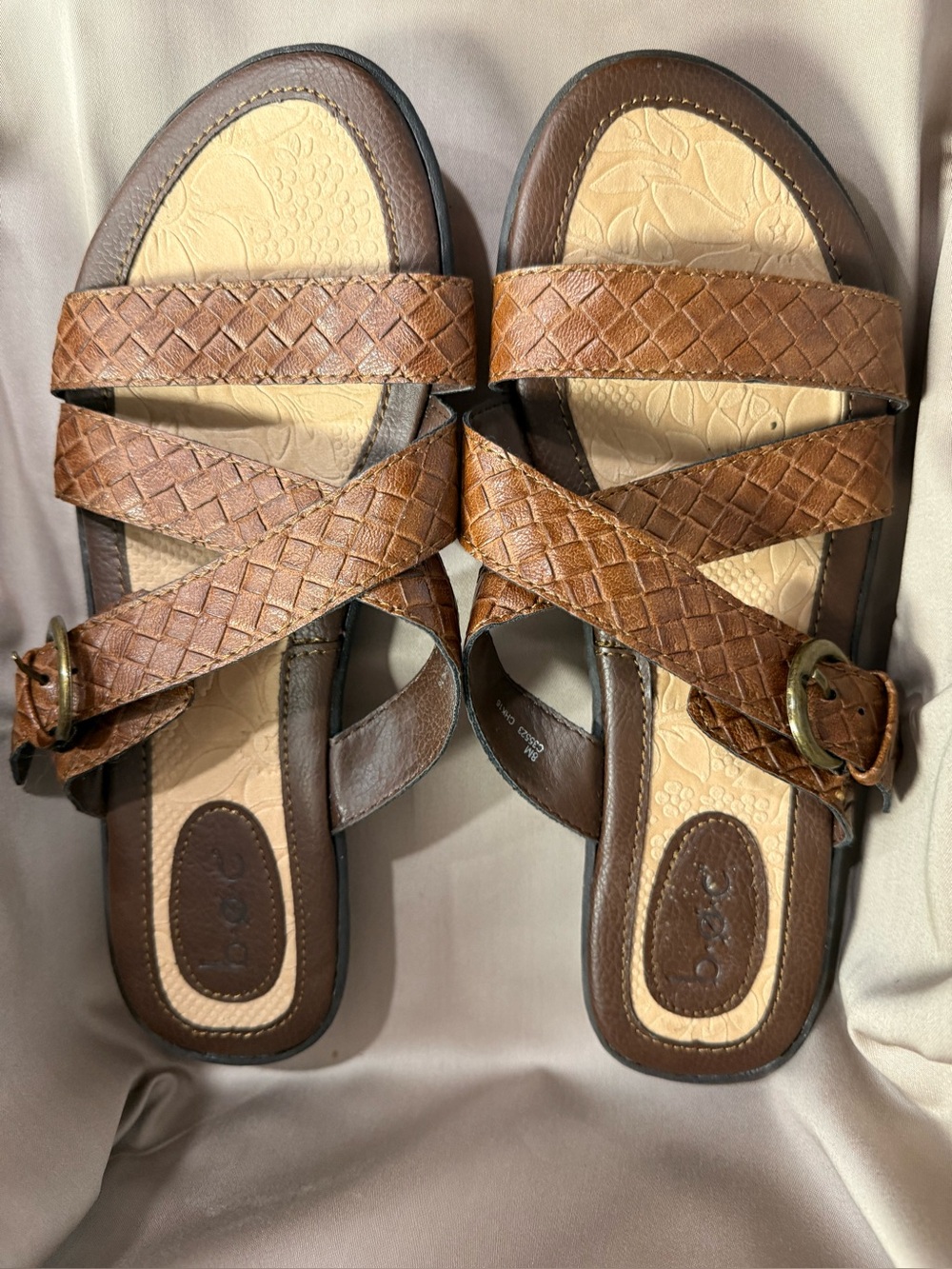 Born BOC Comfort Woven Leather Slide Sandals - Brown